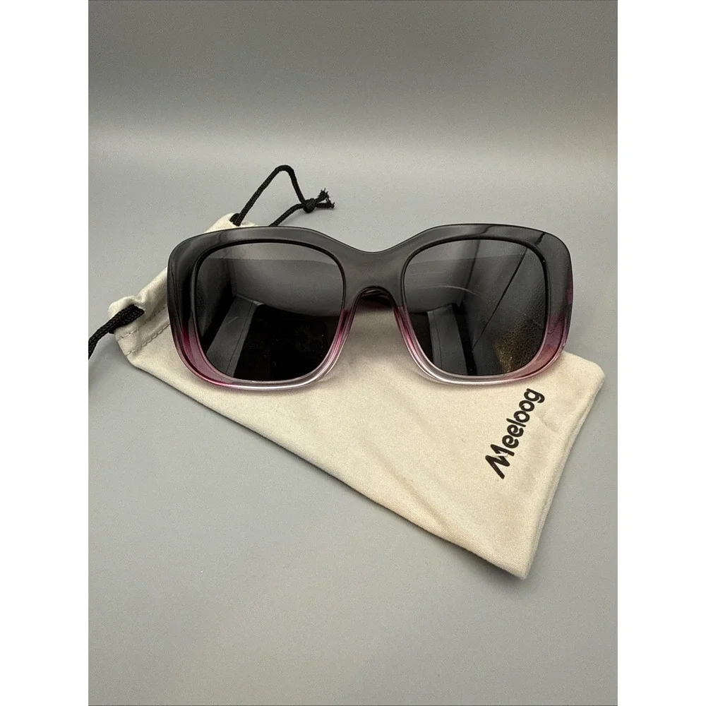 Fit over Meeloog SunGlasses Genuine-Polarized Lenses-Purple Translucent with bag